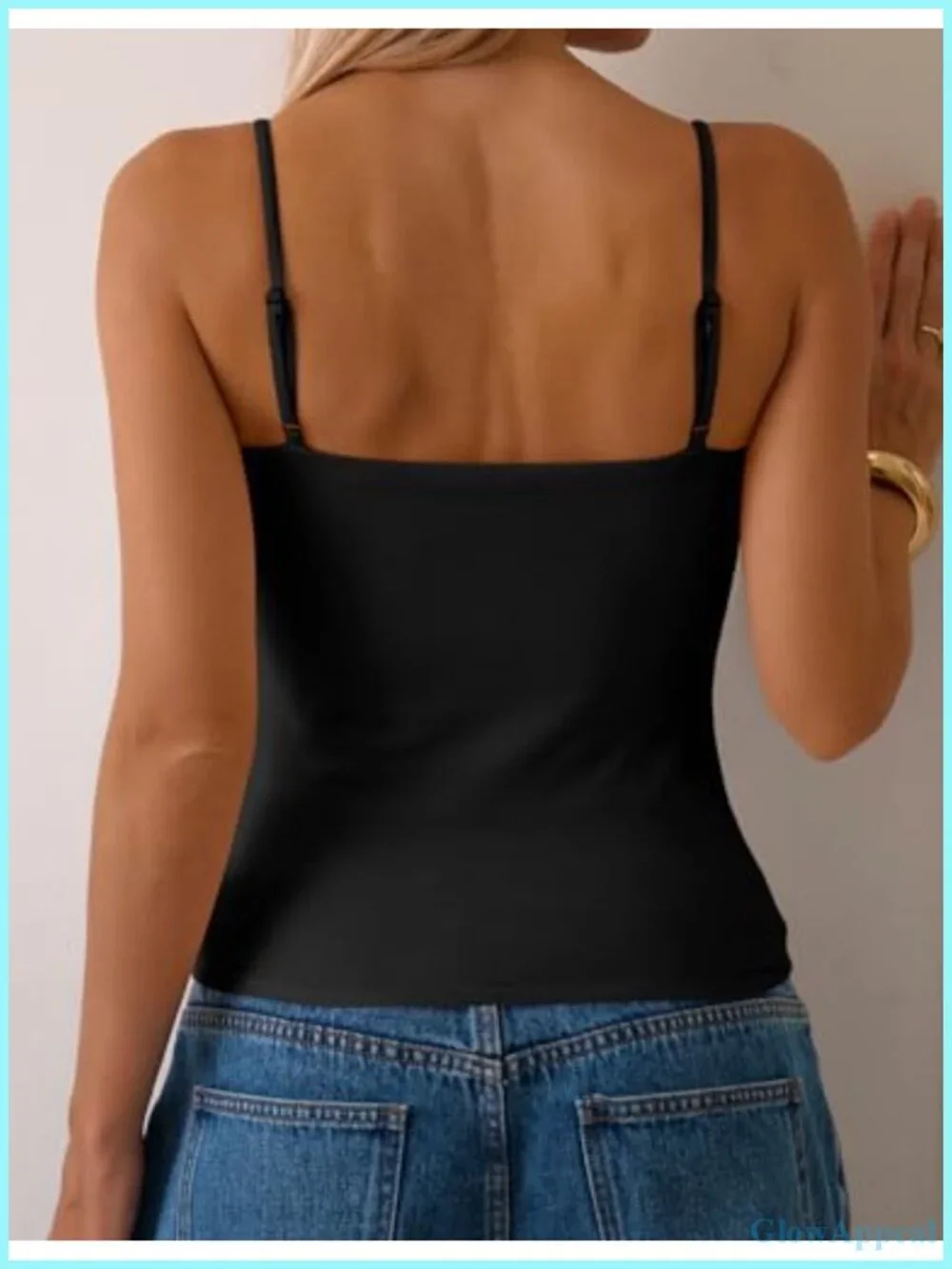 Cotton Cami Tops with Built-in Shelf Bra Square Neck Crop Tank Top